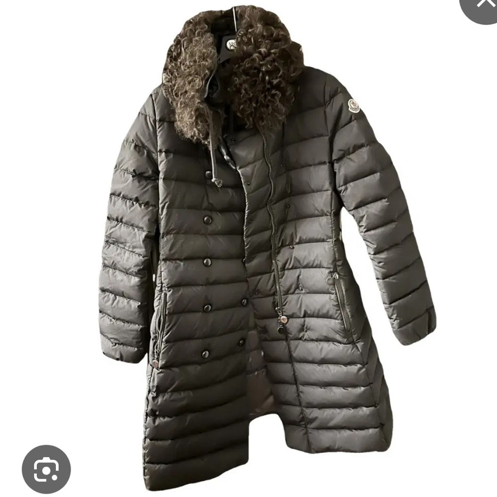 Moncler Lambskin long puffer jacket
